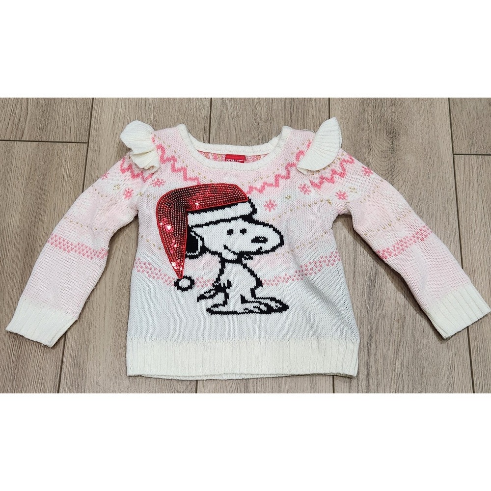 Peanuts Snoopy In Santa Hat Knit Christmas Holiday Sweater Kids Toddler Size 3T